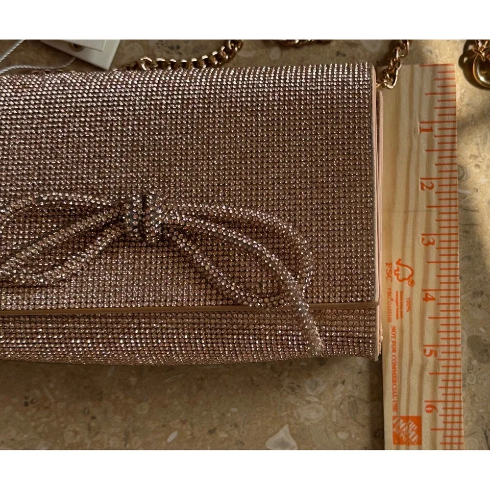 Starlet Hollywood Champagne Rhinestone Bow Crossbody Bag BGR-6189 Francesca NEW